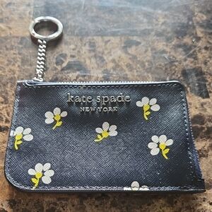 kate spade navy floral Card Holder/zip coin pouch